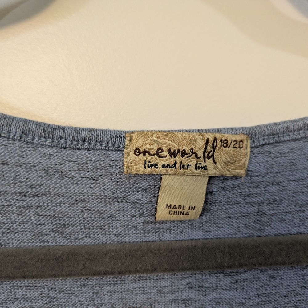 ONE WORLD Blue Ombre Pattern Open-Front Cardigan - Picture 2 of 11